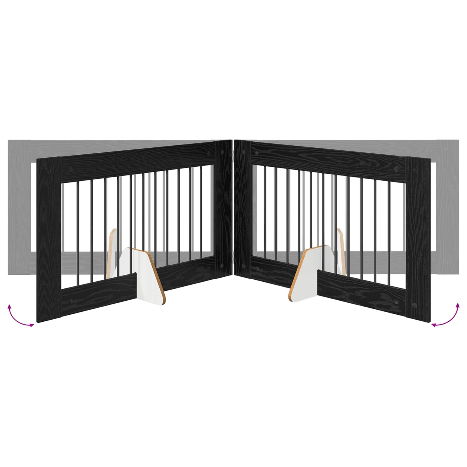 Cancello per cani con supporti 6 pcs Rovere Nero 100 x 60 cm | homemem39