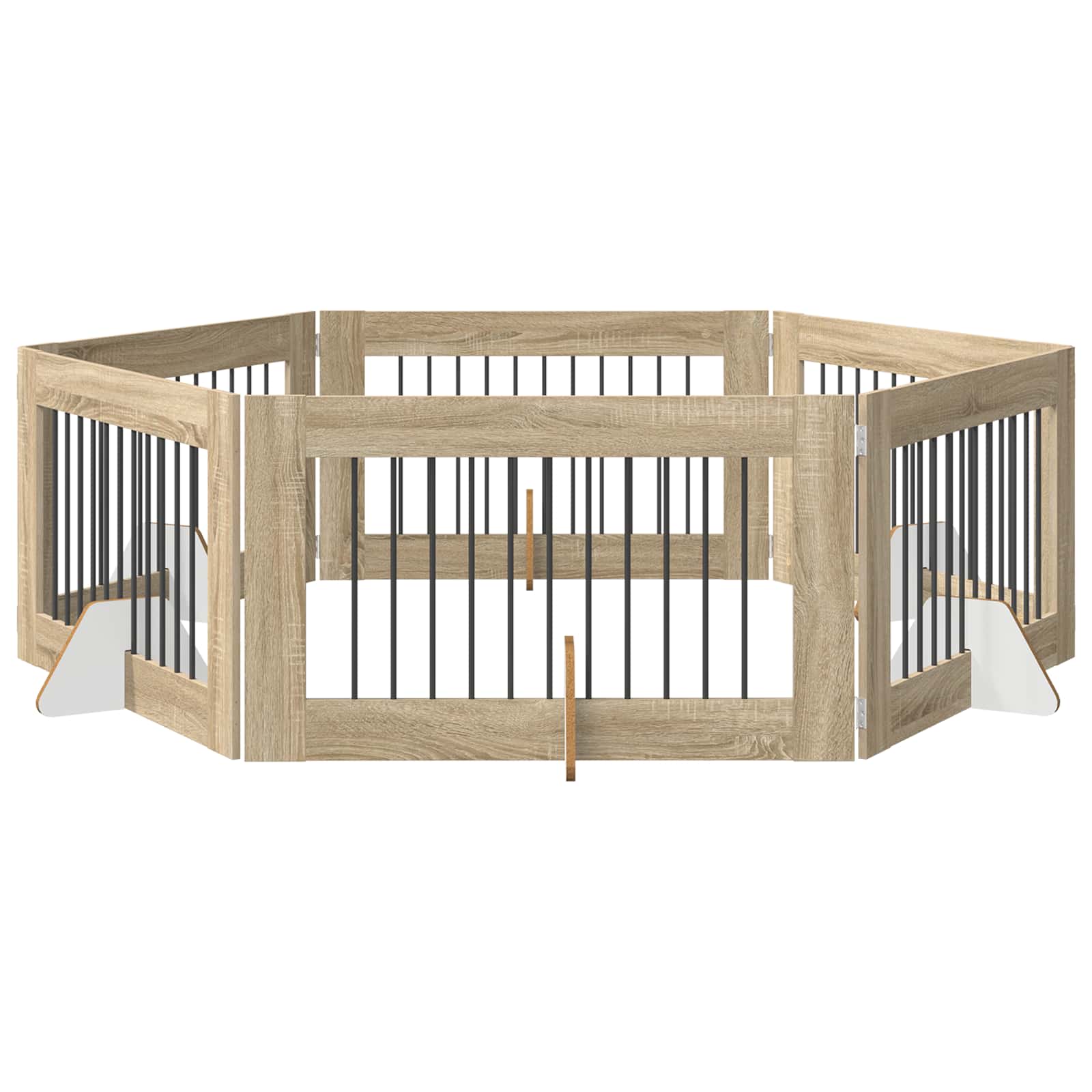 Cancello per cani con supporti 6 pcs Rovere Sonoma 100 x 60 cm | homemem39