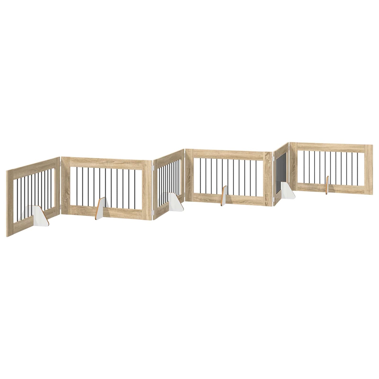 Cancello per cani con supporti 6 pcs Rovere Sonoma 100 x 60 cm | homemem39