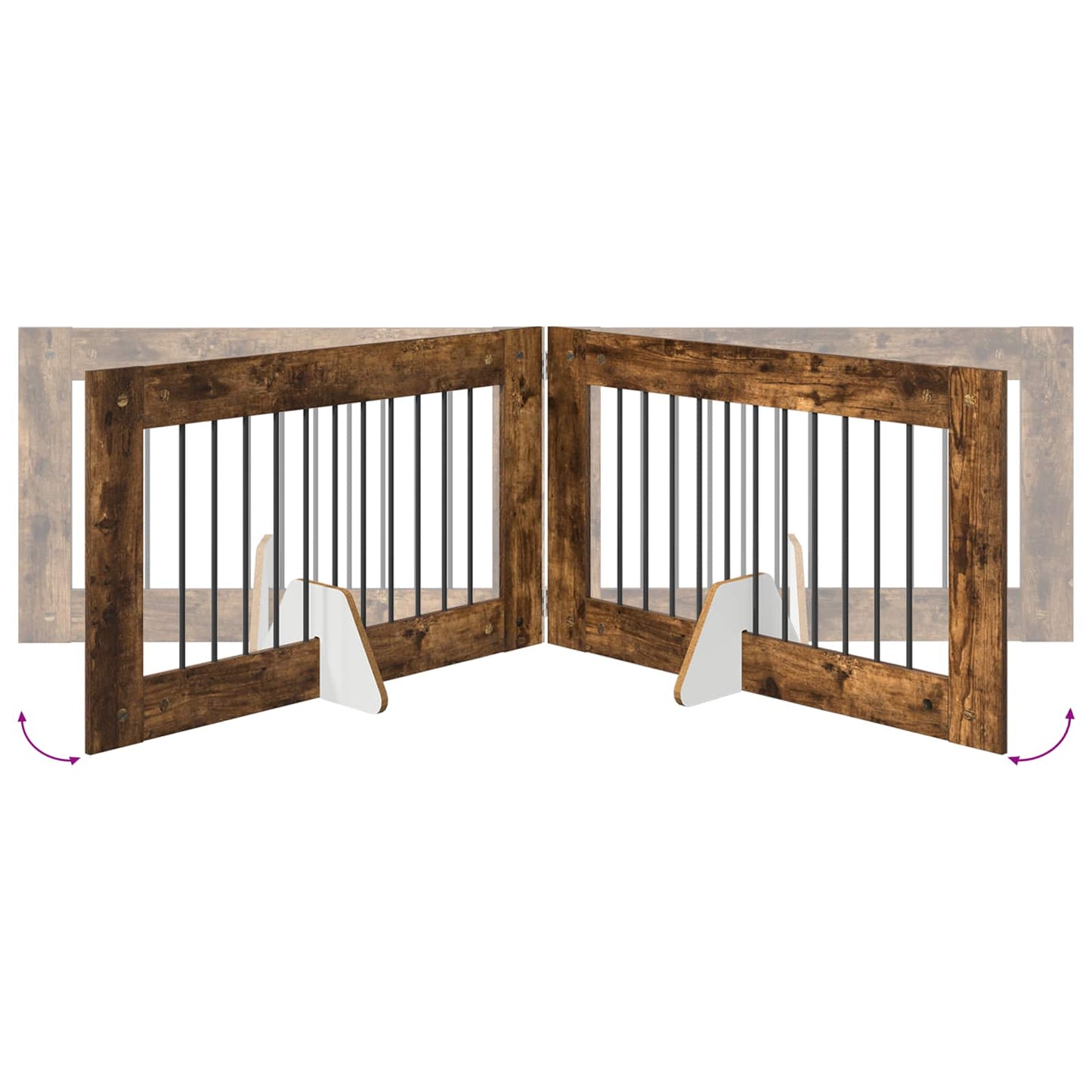 Cancello per cani con supporti 6 pcs Rovere Fumo 100 x 60 cm | homemem39