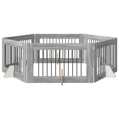 Cancello per cani con supporti 6 pcs Grigio Sonoma 100 x 60 cm | homemem39