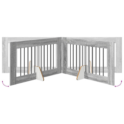 Cancello per cani con supporti 6 pcs Grigio Sonoma 100 x 60 cm | homemem39