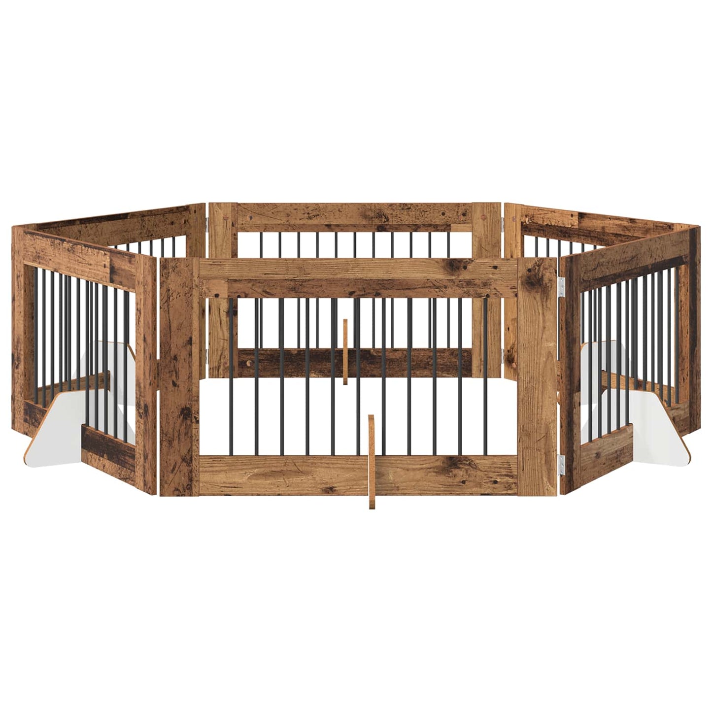 Cancello per cani con supporti 6 pcs Legno antico 100 x 60 cm | homemem39
