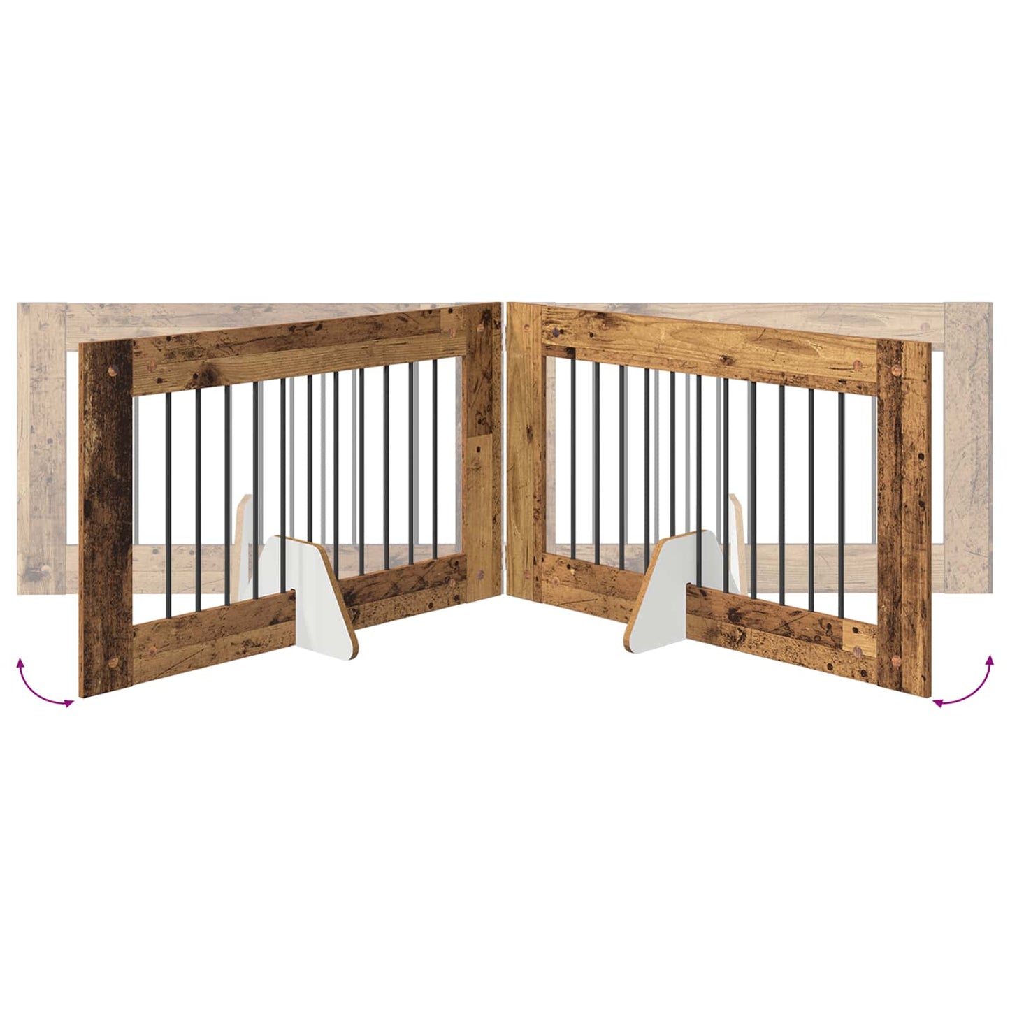 Cancello per cani con supporti 6 pcs Legno antico 100 x 60 cm | homemem39