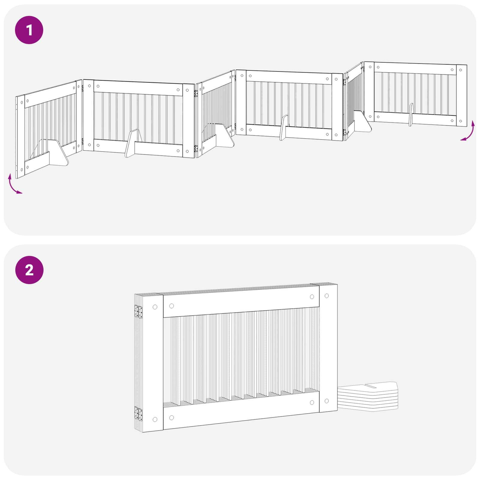 Cancello per cani con supporti 6 pcs Legno antico 100 x 60 cm | homemem39