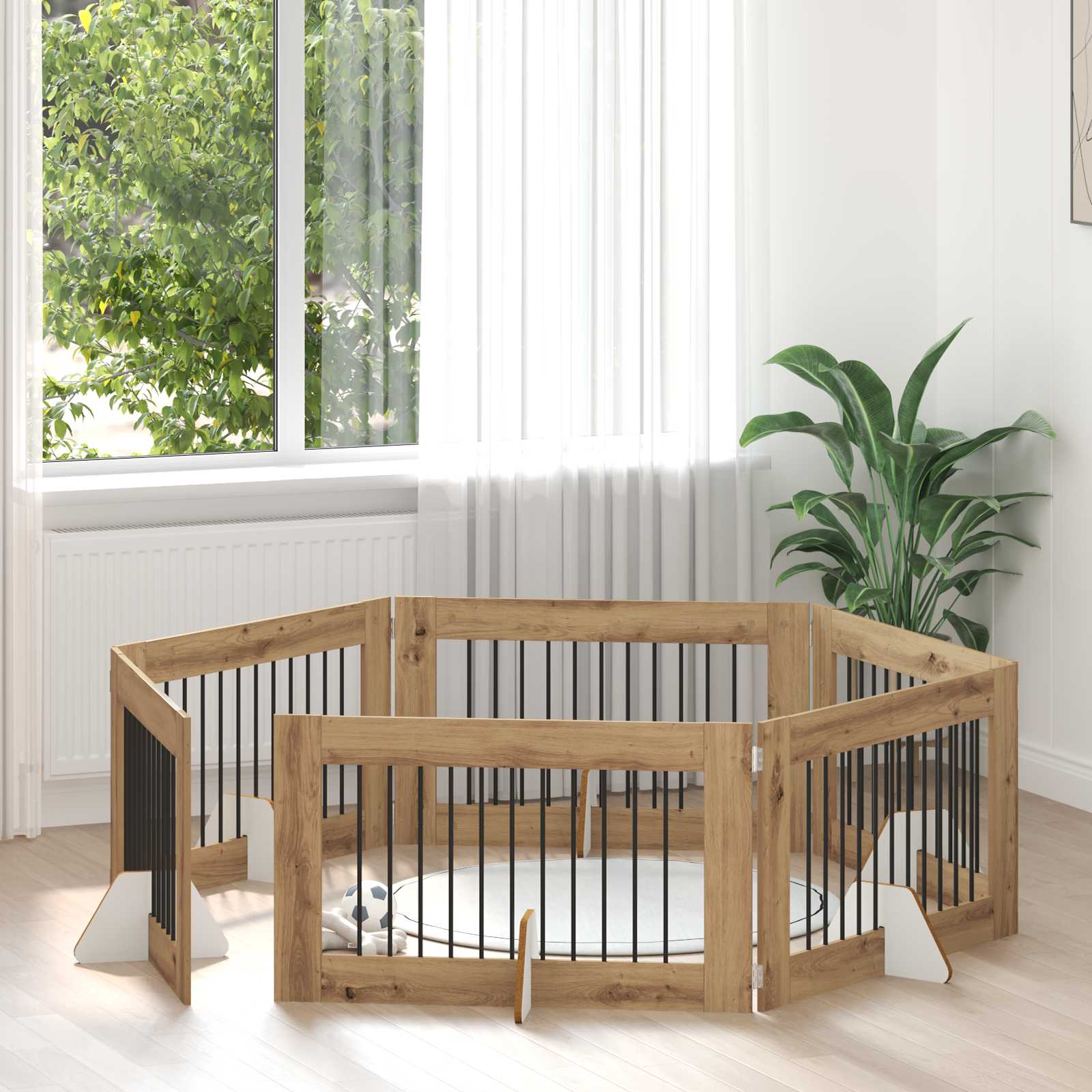 Cancello per cani con supporti 6 pcs Rovere Artigianale | homemem39