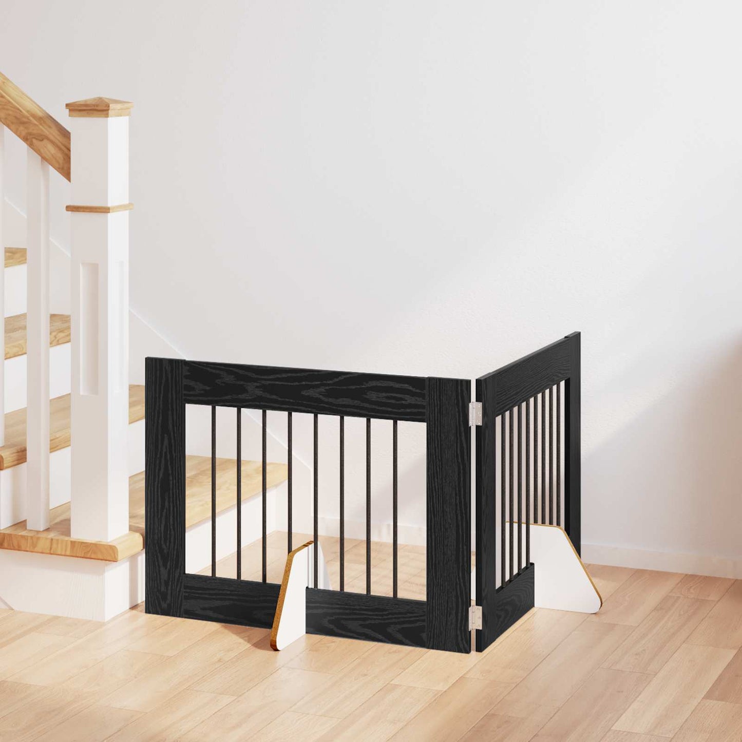 Cancello per cani con supporti 2 pcs Rovere Nero 80 x 60 cm | homemem39