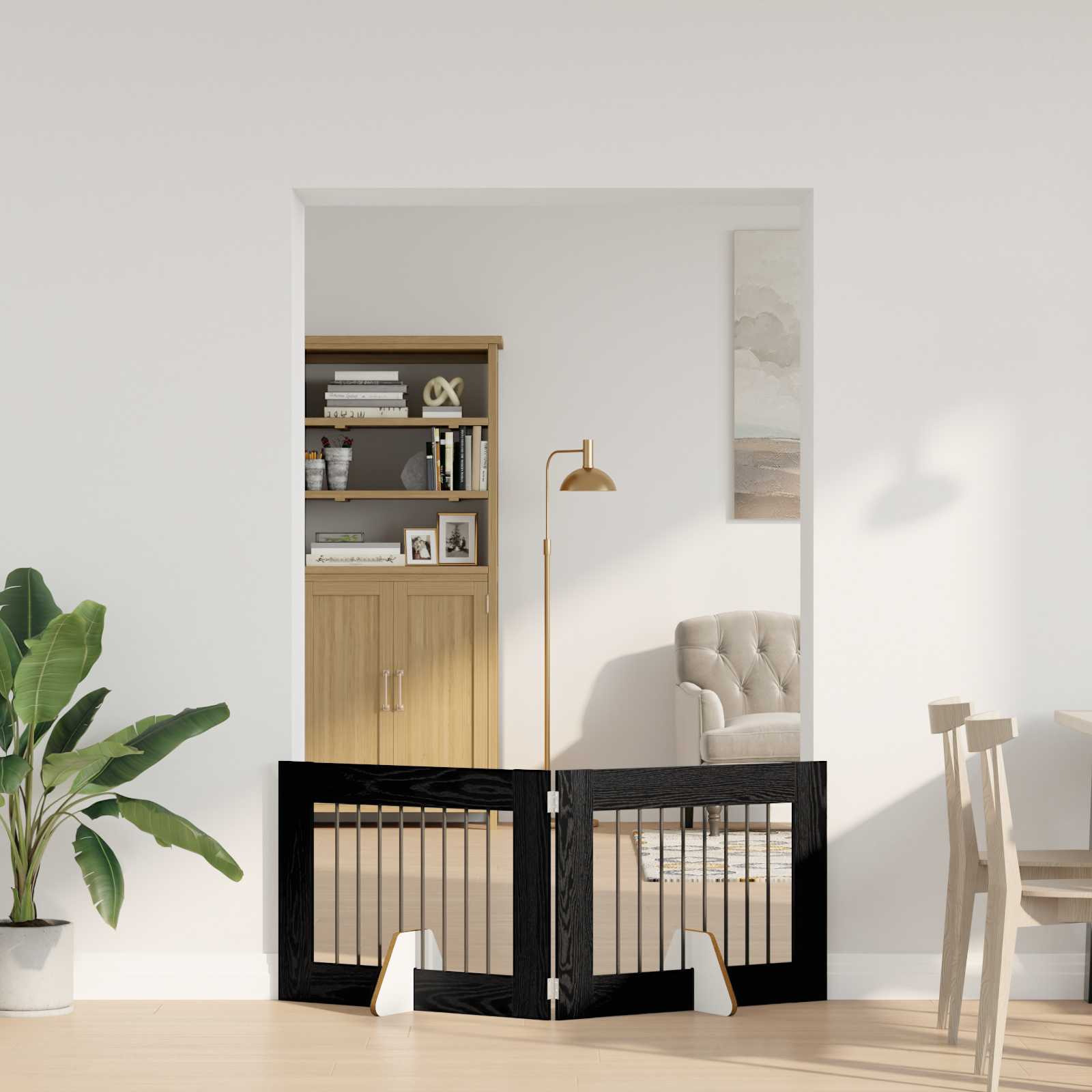 Cancello per cani con supporti 2 pcs Rovere Nero 80 x 60 cm | homemem39