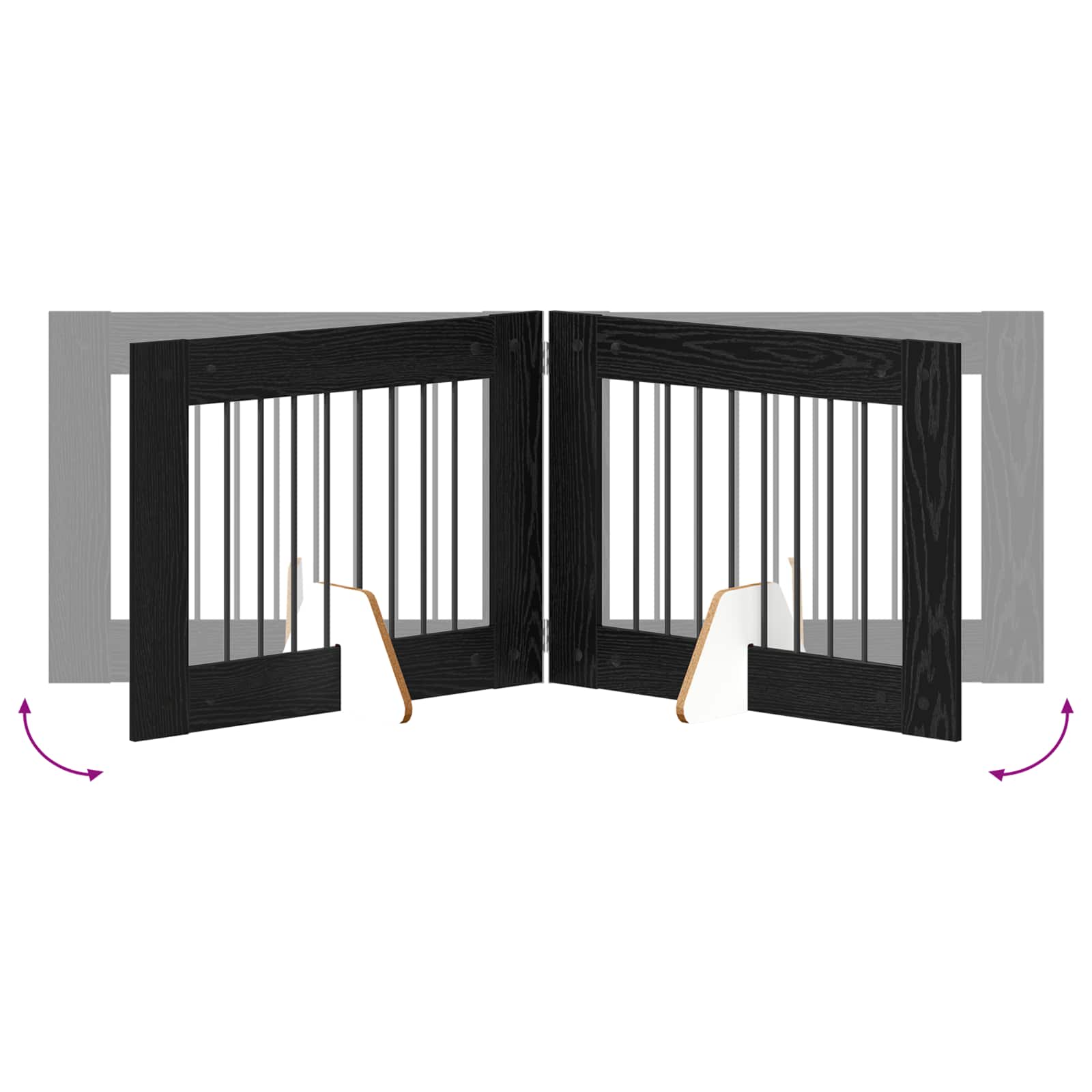 Cancello per cani con supporti 2 pcs Rovere Nero 80 x 60 cm | homemem39