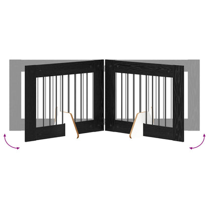Cancello per cani con supporti 2 pcs Rovere Nero 80 x 60 cm | homemem39
