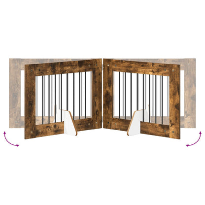 Cancello per cani con supporti 2 pcs Rovere Fumo 80 x 60 cm | homemem39