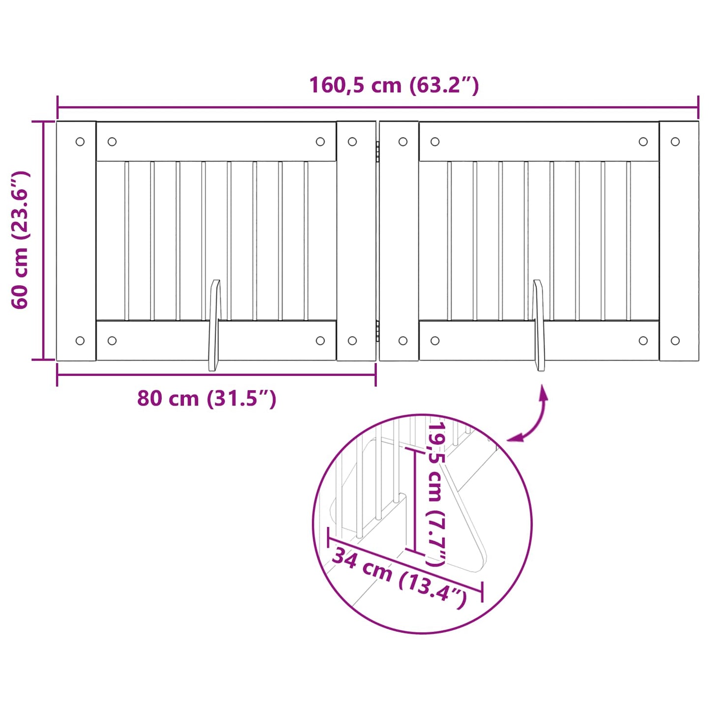 Cancello per cani con supporti 2 pcs Rovere Fumo 80 x 60 cm | homemem39