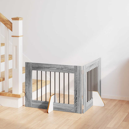 Cancello per cani con supporti 2 pcs Grigio Sonoma 80 x 60 cm | homemem39