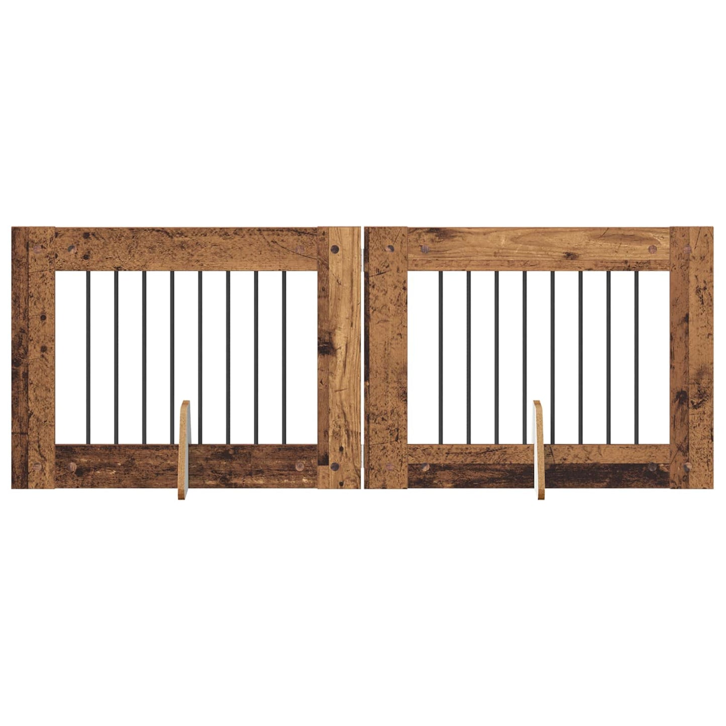 Cancello per cani con supporti 2 pcs Legno antico 80 x 60 cm | homemem39