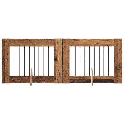 Cancello per cani con supporti 2 pcs Legno antico 80 x 60 cm | homemem39