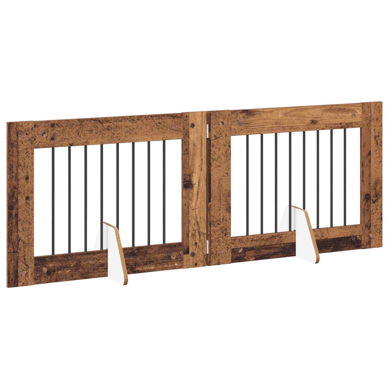 Cancello per cani con supporti 2 pcs Legno antico 80 x 60 cm | homemem39