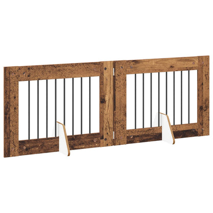 Cancello per cani con supporti 2 pcs Legno antico 80 x 60 cm | homemem39