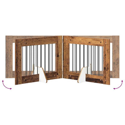 Cancello per cani con supporti 2 pcs Legno antico 80 x 60 cm | homemem39