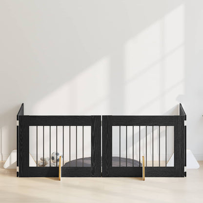 Cancello per cani con supporti 4 pcs Rovere Nero 80 x 60 cm | homemem39