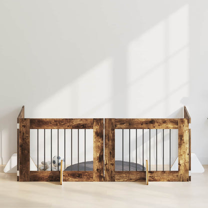 Cancello per cani con supporti 4 pcs Rovere Fumo 80 x 60 cm | homemem39