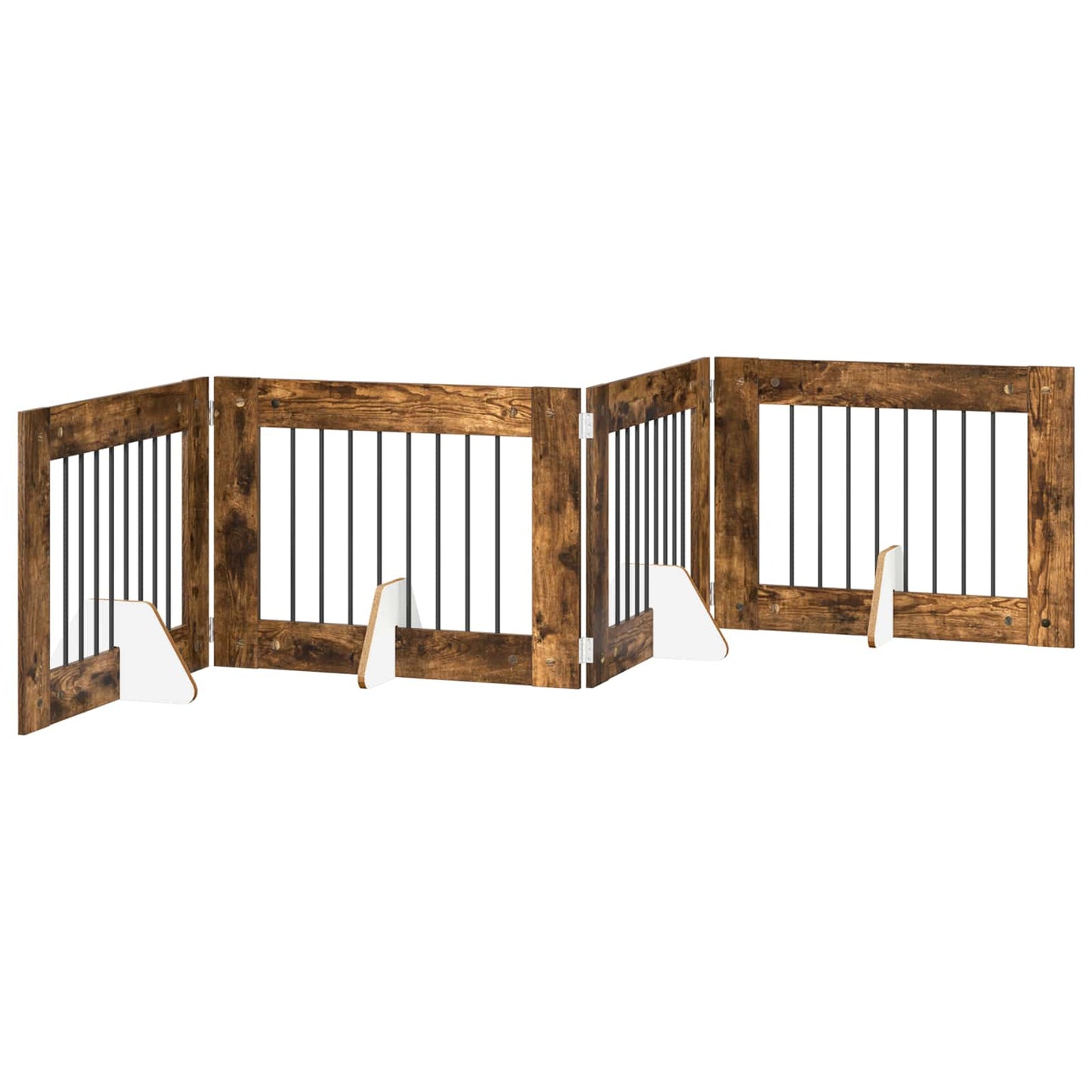 Cancello per cani con supporti 4 pcs Rovere Fumo 80 x 60 cm | homemem39