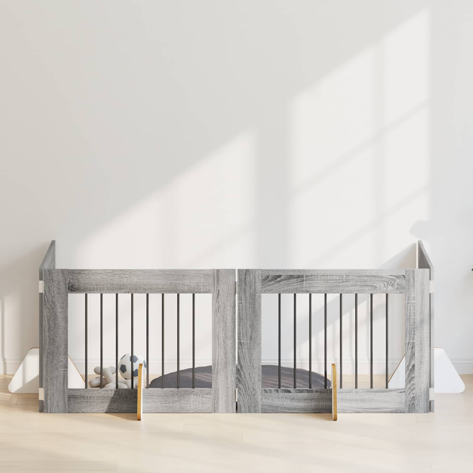 Cancello per cani con supporti 4 pcs Grigio Sonoma 80 x 60 cm | homemem39