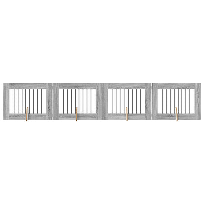 Cancello per cani con supporti 4 pcs Grigio Sonoma 80 x 60 cm | homemem39