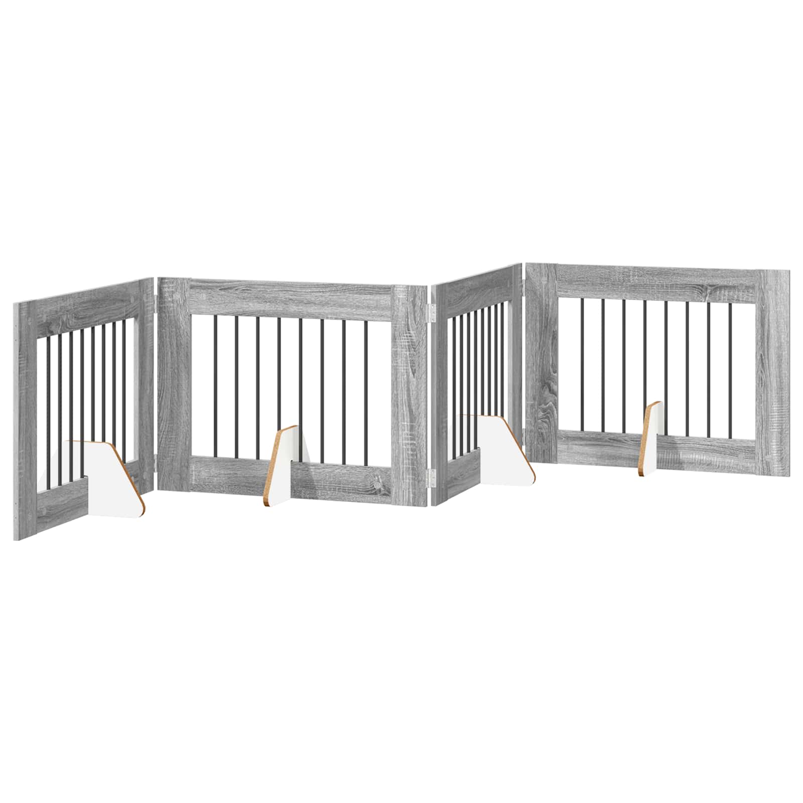 Cancello per cani con supporti 4 pcs Grigio Sonoma 80 x 60 cm | homemem39