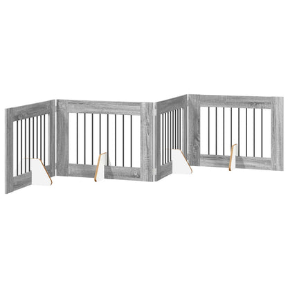 Cancello per cani con supporti 4 pcs Grigio Sonoma 80 x 60 cm | homemem39