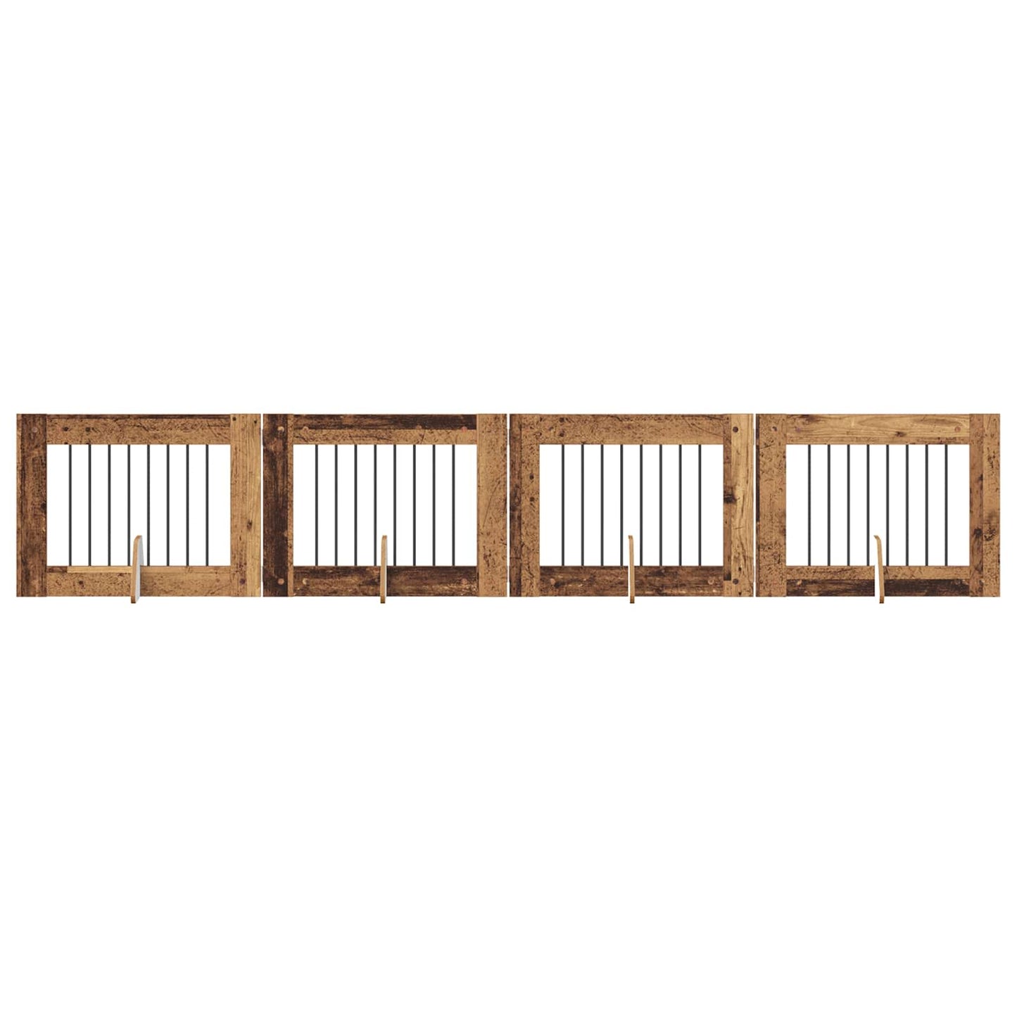 Cancello per cani con supporti 4 pcs Legno antico 80 x 60 cm | homemem39