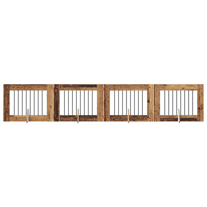 Cancello per cani con supporti 4 pcs Legno antico 80 x 60 cm | homemem39