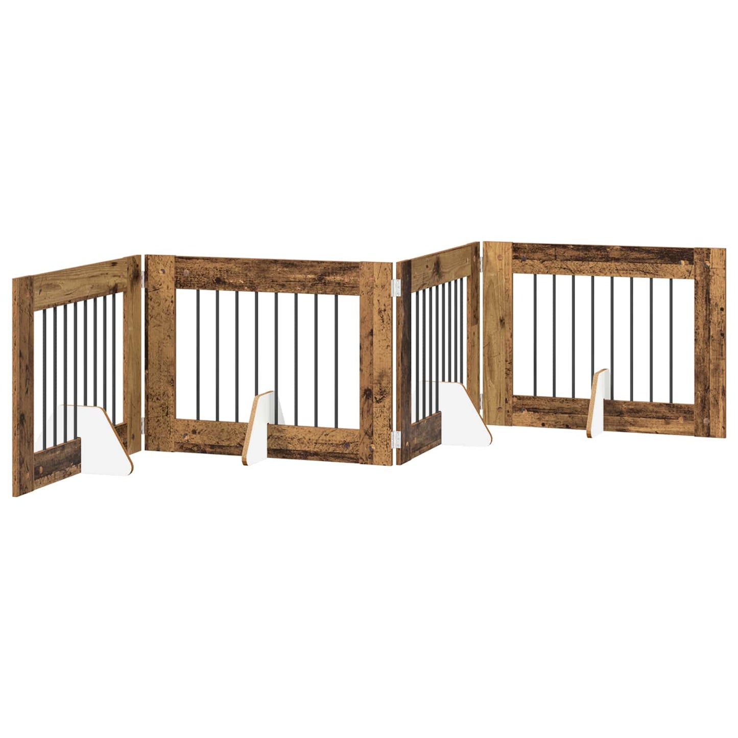 Cancello per cani con supporti 4 pcs Legno antico 80 x 60 cm | homemem39