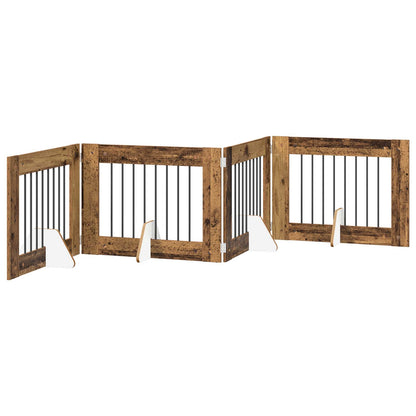 Cancello per cani con supporti 4 pcs Legno antico 80 x 60 cm | homemem39