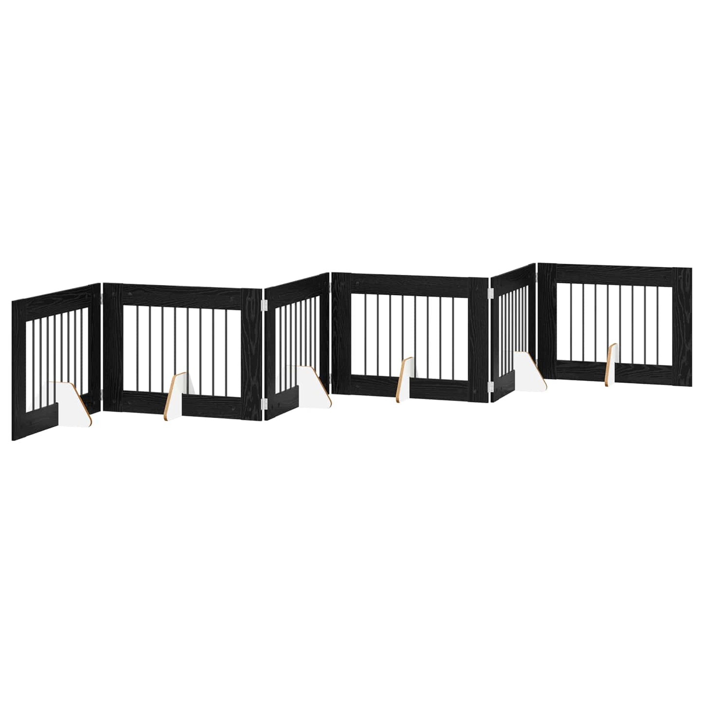 Cancello per cani con supporti 6 pcs Rovere Nero 80 x 60 cm | homemem39