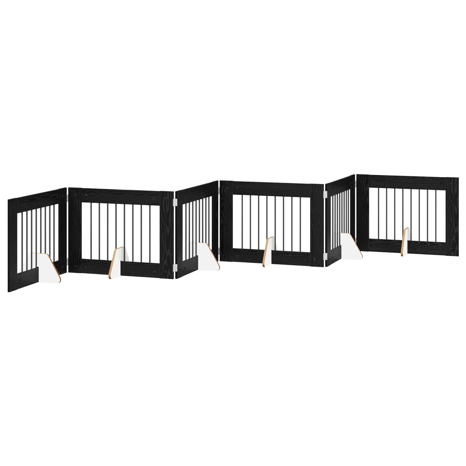 Cancello per cani con supporti 6 pcs Rovere Nero 80 x 60 cm | homemem39