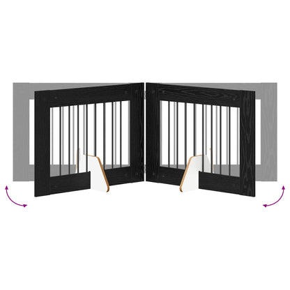 Cancello per cani con supporti 6 pcs Rovere Nero 80 x 60 cm | homemem39