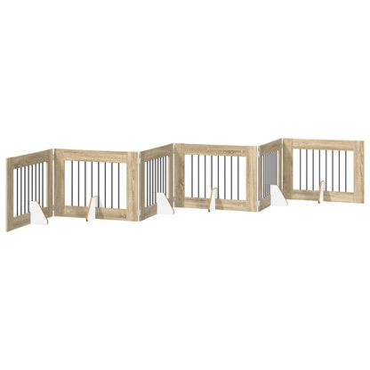 Cancello per cani con supporti 6 pcs Rovere Sonoma 80 x 60 cm | homemem39