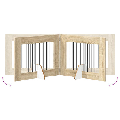 Cancello per cani con supporti 6 pcs Rovere Sonoma 80 x 60 cm | homemem39