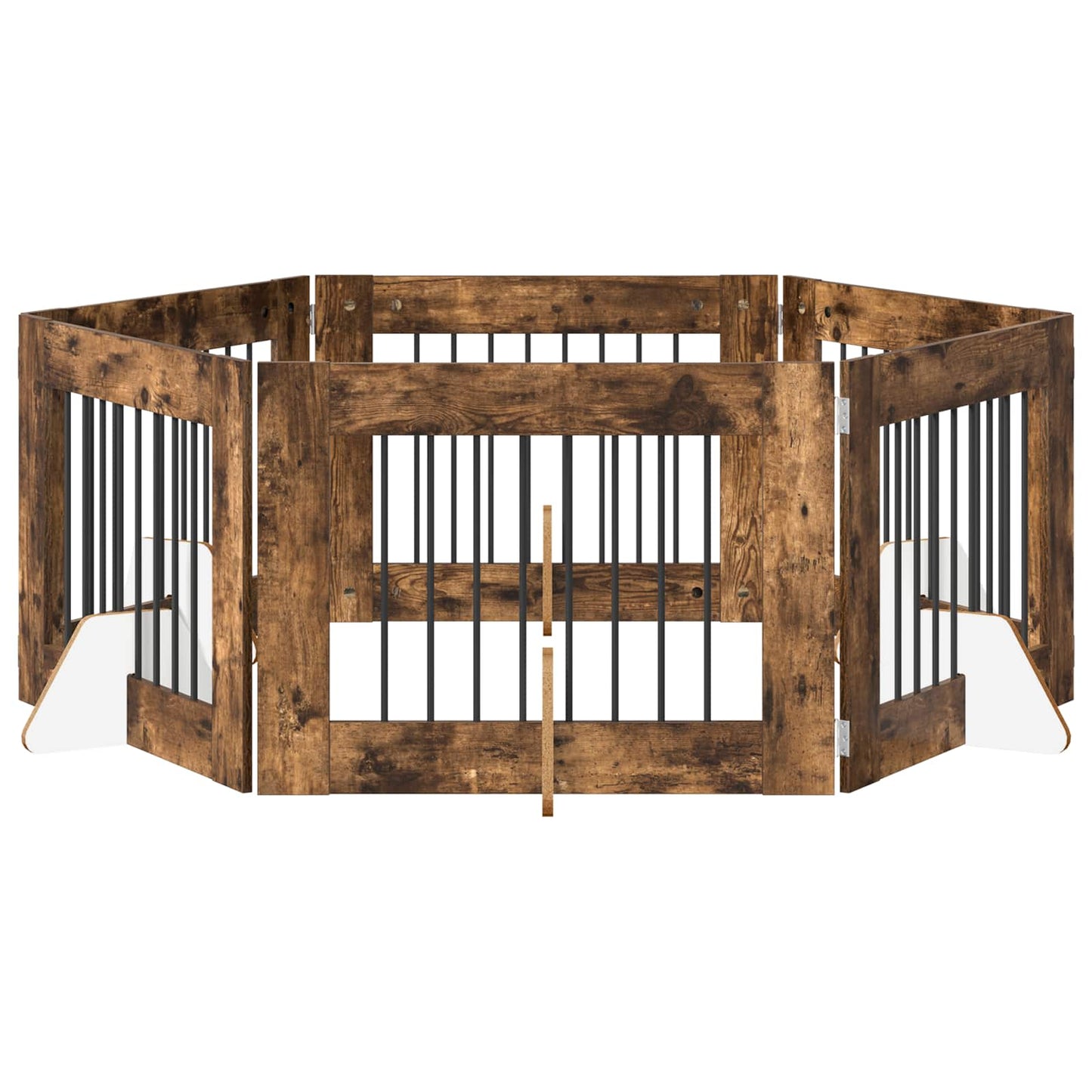 Cancello per cani con supporti 6 pcs Rovere Fumo 80 x 60 cm | homemem39