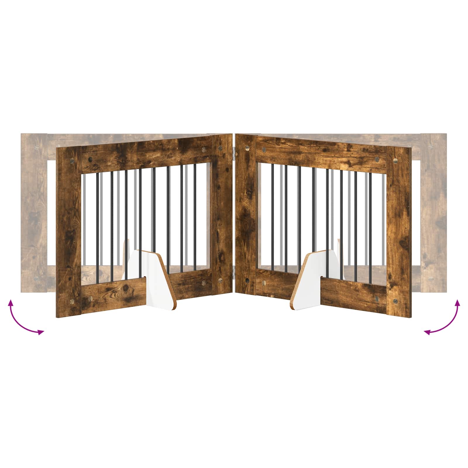 Cancello per cani con supporti 6 pcs Rovere Fumo 80 x 60 cm | homemem39