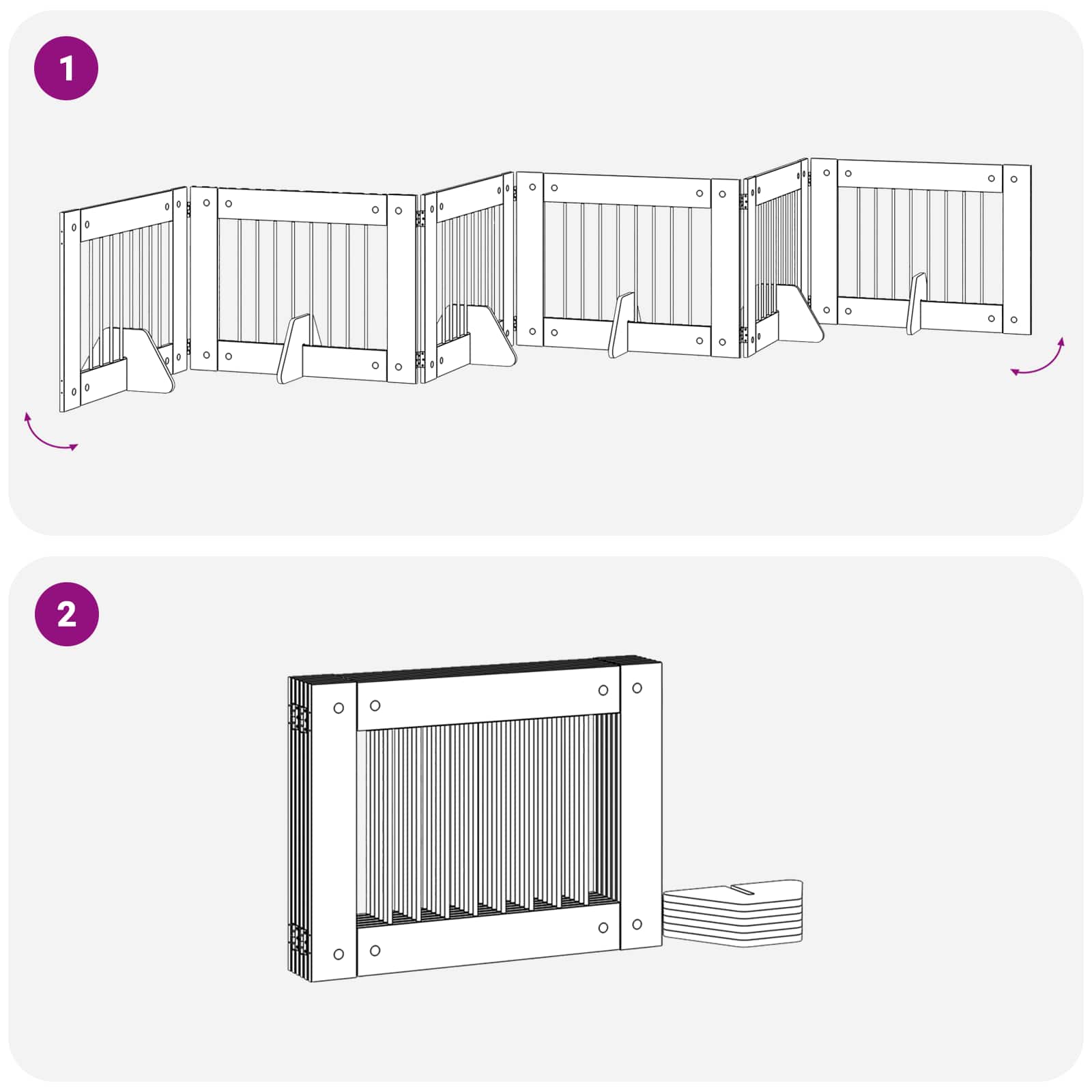 Cancello per cani con supporti 6 pcs Rovere Fumo 80 x 60 cm | homemem39