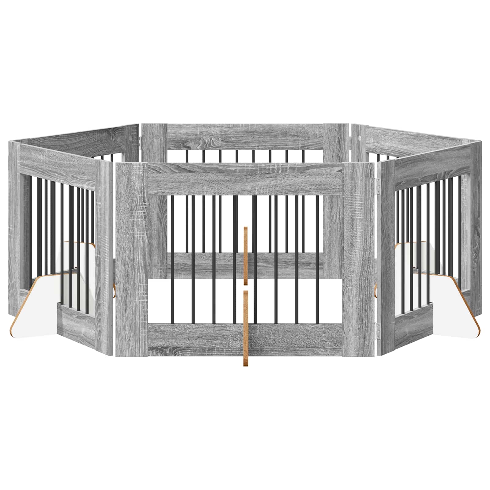 Cancello per cani con supporti 6 pcs Grigio Sonoma 80 x 60 cm | homemem39