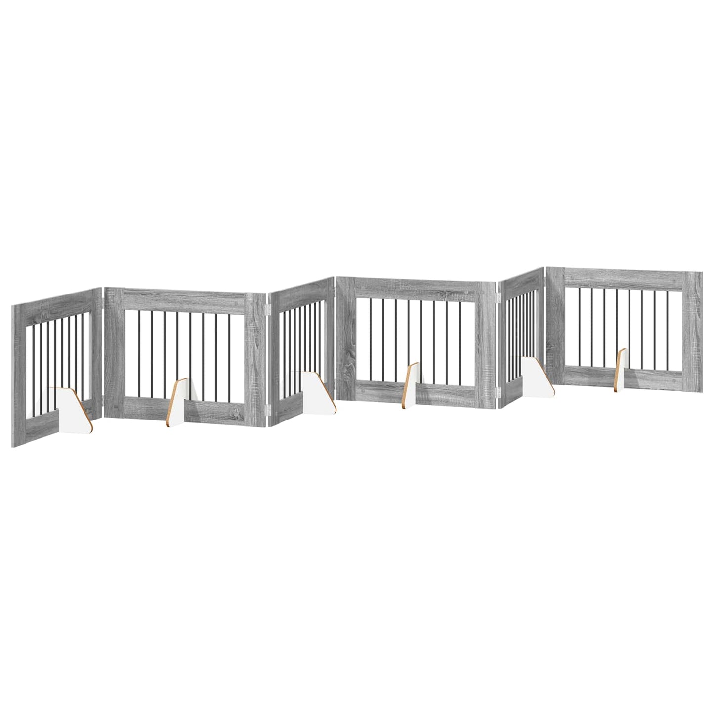 Cancello per cani con supporti 6 pcs Grigio Sonoma 80 x 60 cm | homemem39