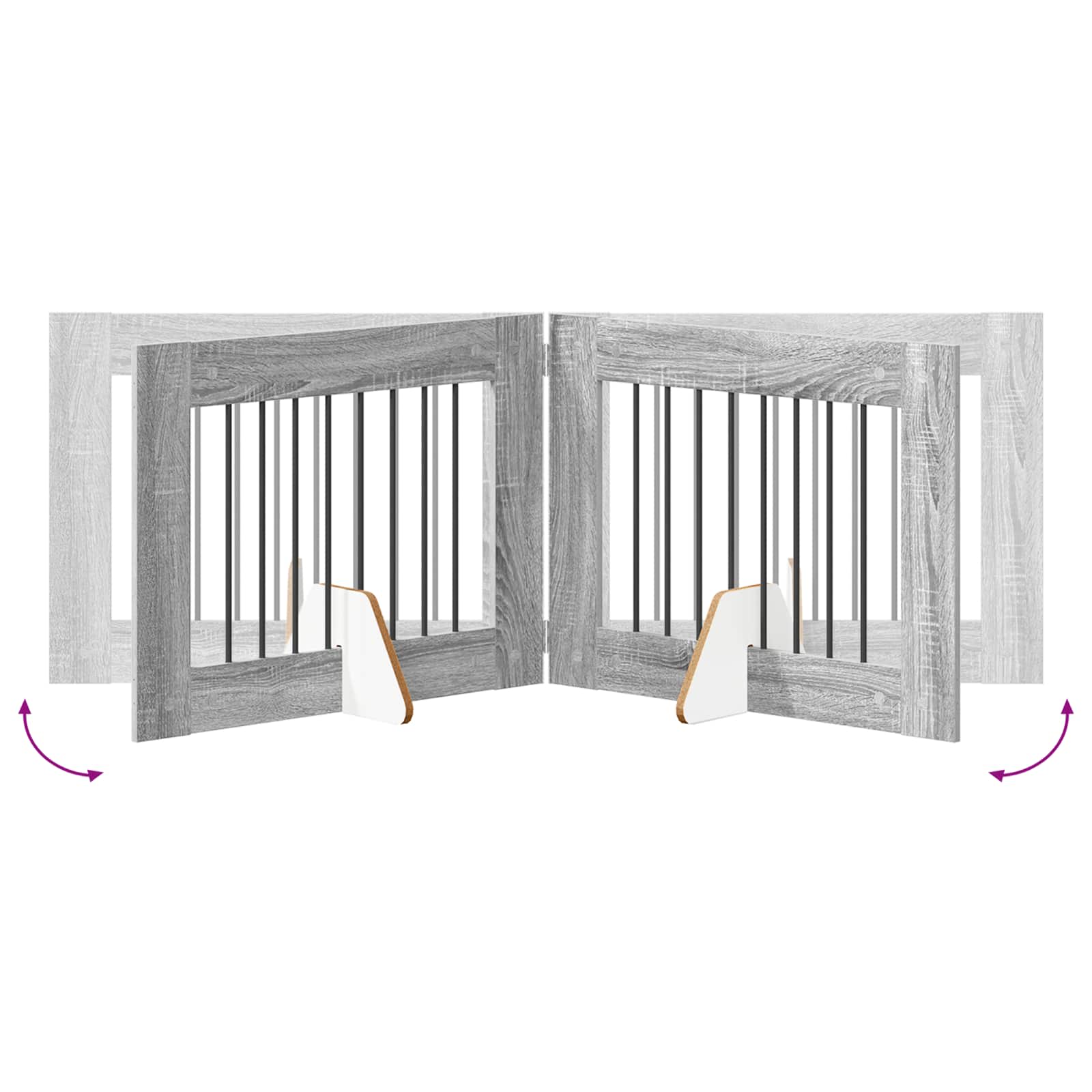 Cancello per cani con supporti 6 pcs Grigio Sonoma 80 x 60 cm | homemem39