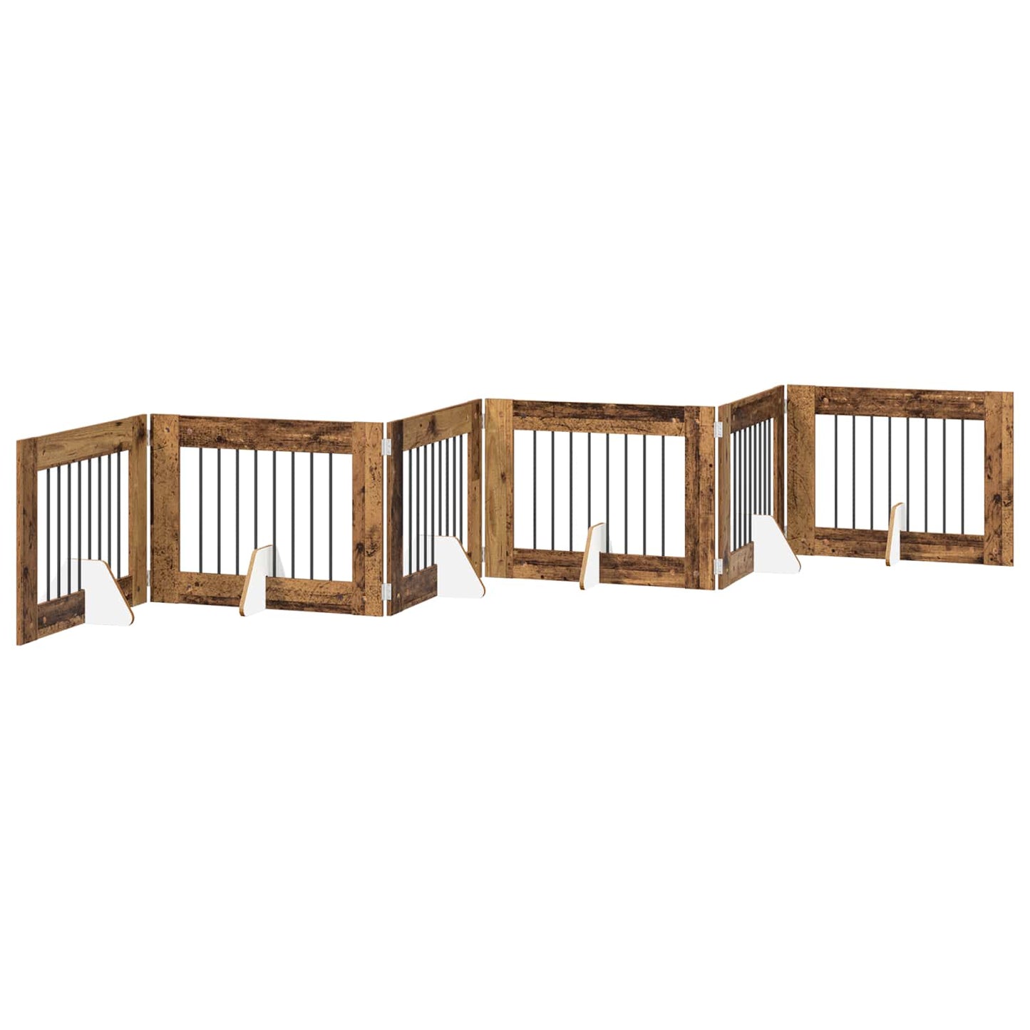 Cancello per cani con supporti 6 pcs Legno antico 80 x 60 cm | homemem39