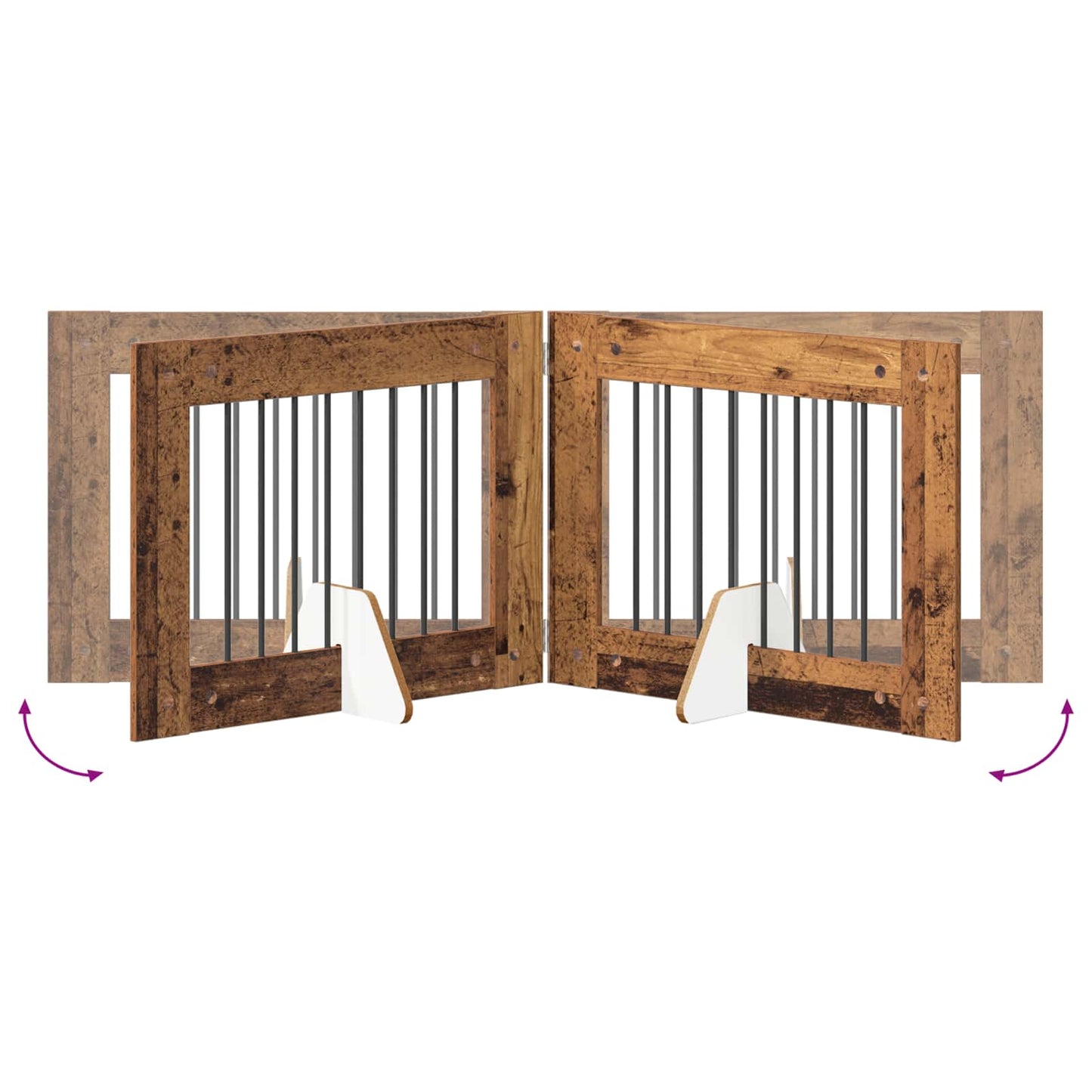 Cancello per cani con supporti 6 pcs Legno antico 80 x 60 cm | homemem39