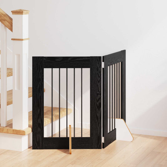 Cancello per cani con supporti 2 pcs Rovere Nero 60 x 60 cm | homemem39