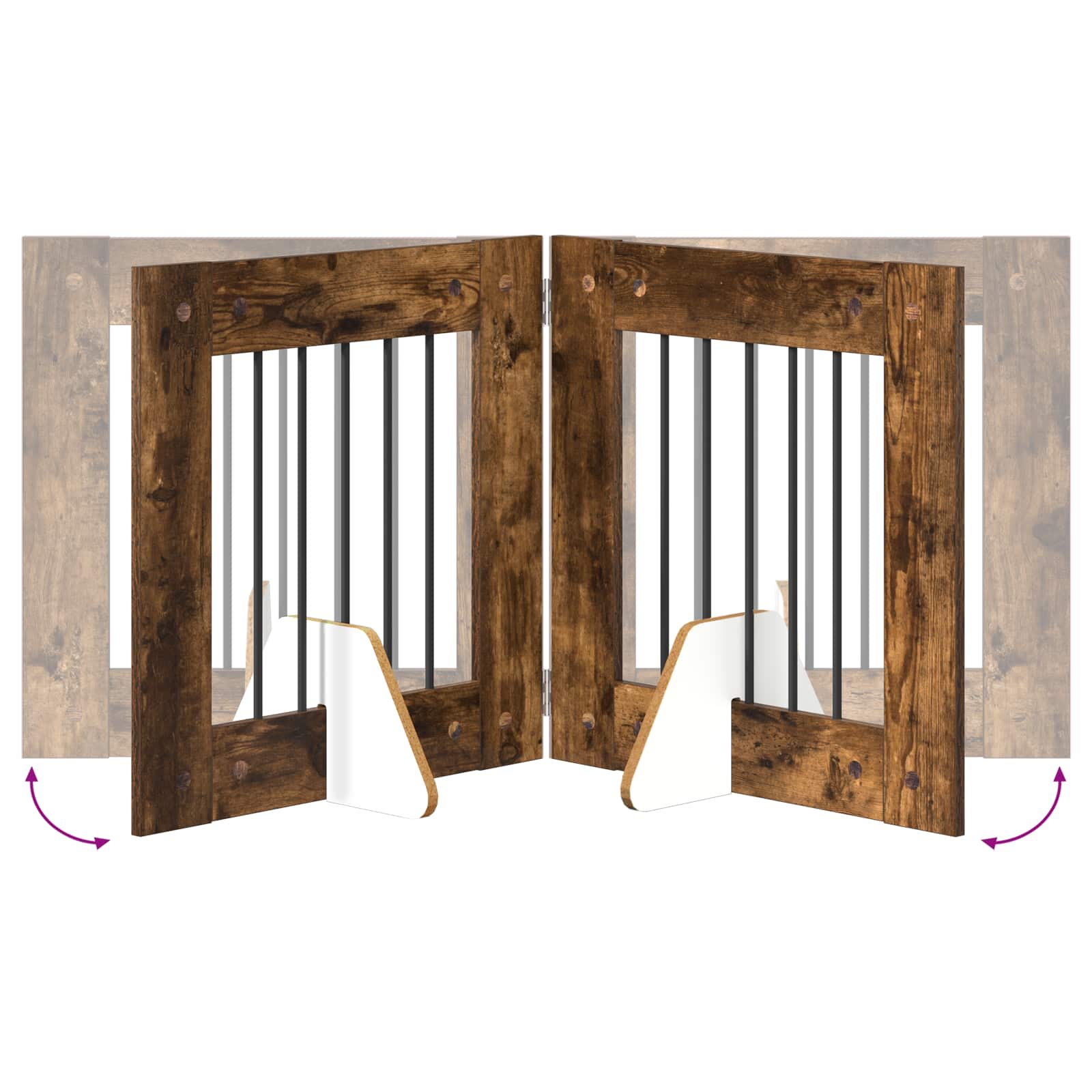 Cancello per cani con supporti 2 pcs Rovere Fumo 60 x 60 cm | homemem39