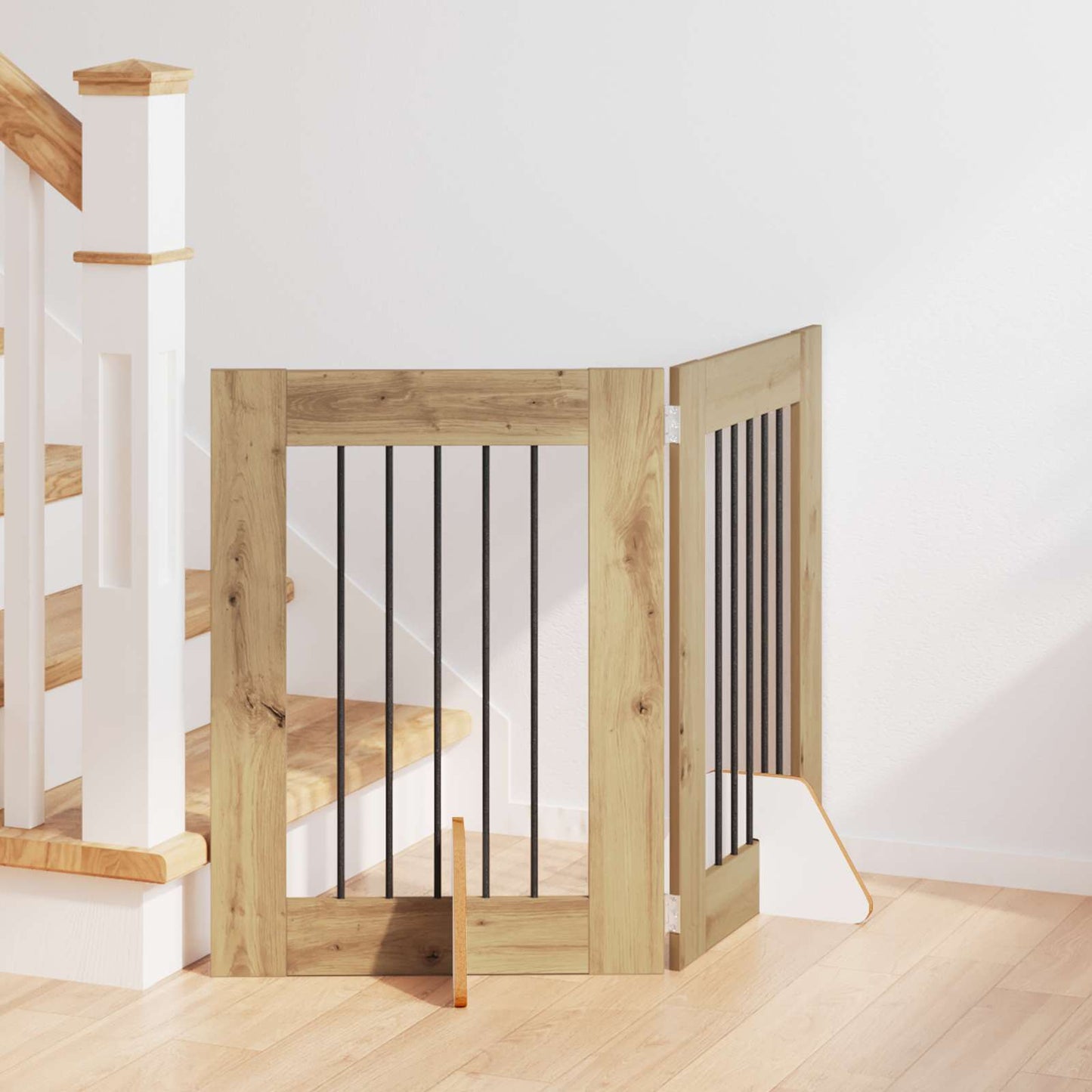 Cancello per cani con supporti 2 pcs Rovere Artigianale | homemem39