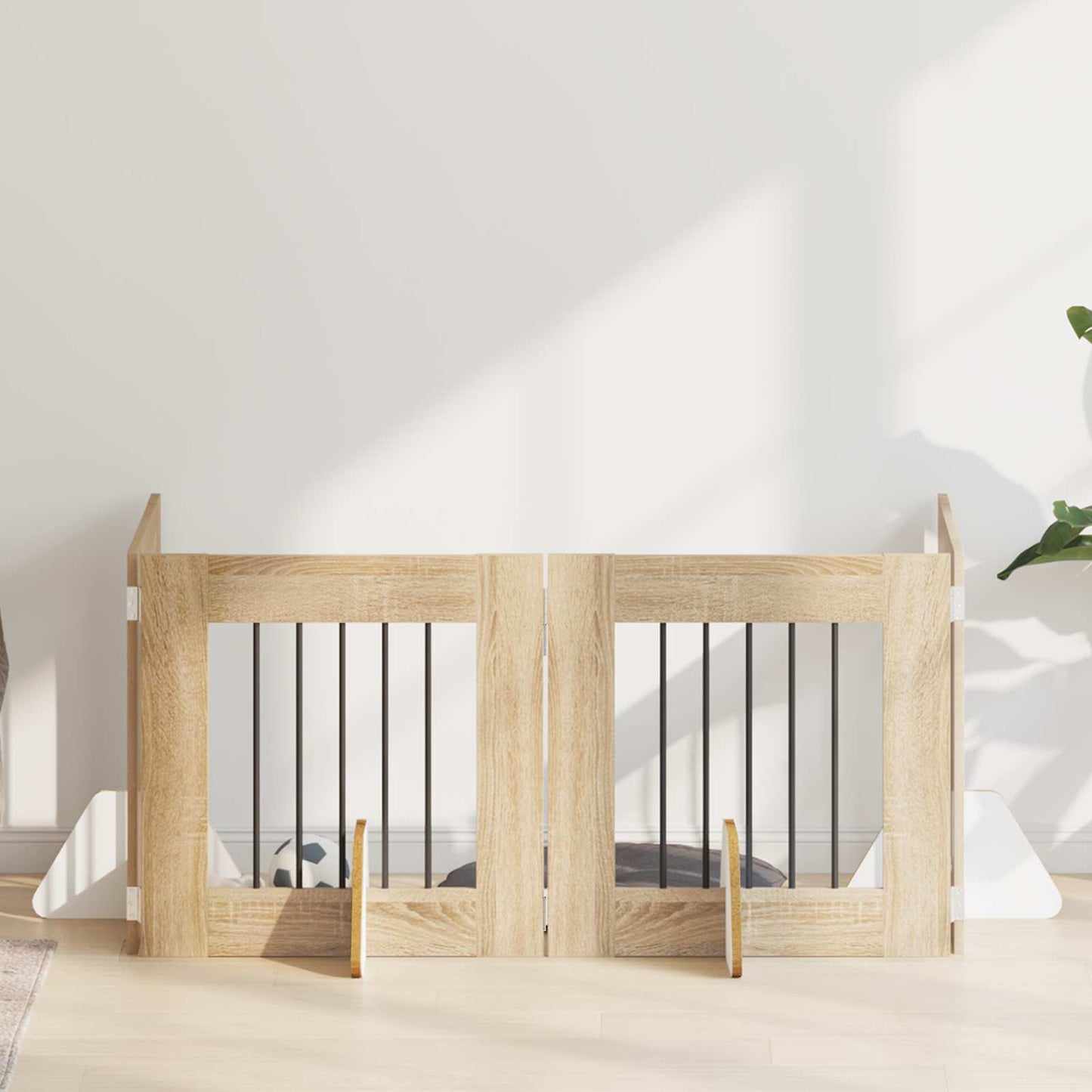 Cancello per cani con supporti 4 pcs Rovere Sonoma 60 x 60 cm